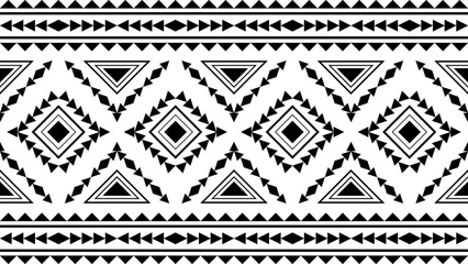 Ethnic pattern, Aztec native seamless pattern, Native American fabric, geometric pattern, black and...