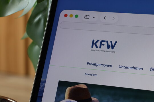 Kiel, Germany - 09-02-2025: KFW website displayed on a computer screen