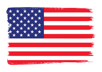 USA flag with a grunge brush stroke effect with white background