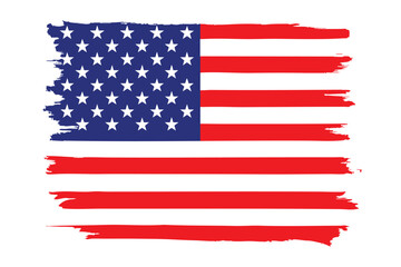 Obraz premium USA flag with a grunge brush stroke effect with white background