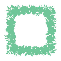 Flower frame in green color on white