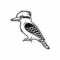 Fototapeta premium Kookaburra bird simple black line art image, Black bold outline vector icon, Bird vector illustration