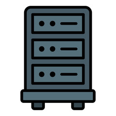 Data center icon. Server room symbol. Digital storage and IT infrastructure collection. Filled Line Icon