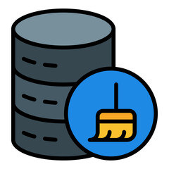 Data cleansing icon. Database cleanup symbol. Information correction and accuracy collection. Filled Line Icon