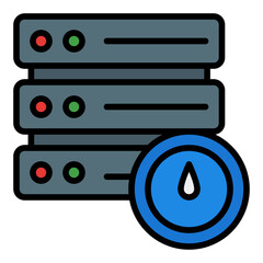 Server testing icon. IT symbol. Data security and system check collection. Filled Line Icon
