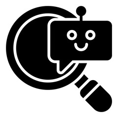 Bot for analytics icon. AI data analysis symbol. Chatbot insight and reporting collection. Glyph Icon