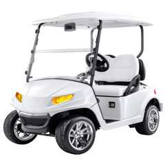 Sleek White Golf Cart with Comfortable Seating and Modern Design Ideal for Golf Courses or Leisure Activities
