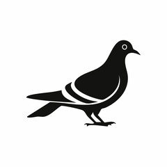 Dove bird black silhouette vector, Simple silhouette Design vector icon with white background. Wild bird