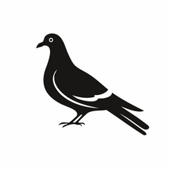 Dove bird black silhouette vector, Simple silhouette Design vector icon with white background. Wild bird