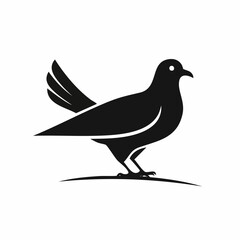 Dove bird black silhouette vector, Simple silhouette Design vector icon with white background. Wild bird