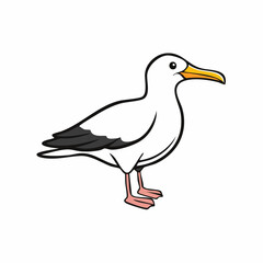 Albatross bird simple black line art image, Black bold outline vector icon, Bird vector illustration