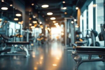 Stylized luxury gym and fitness interior background