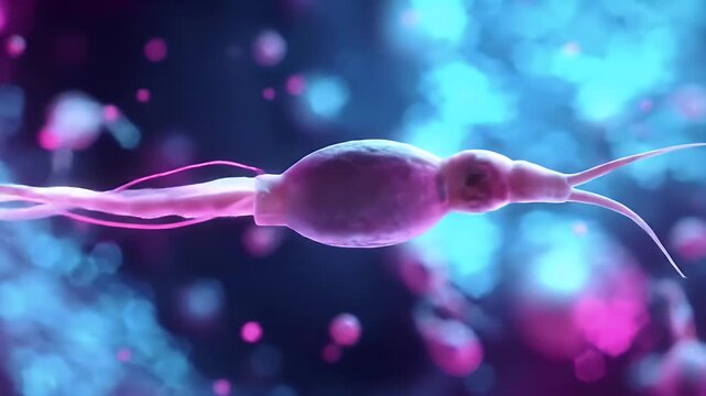 Close-up view of a microscopic parasite, digitally rendered.