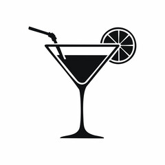 cocktail black silhouette vector, Simple silhouette Design vector icon with white background.
