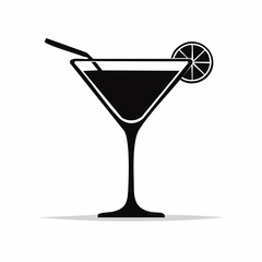 cocktail black silhouette vector, Simple silhouette Design vector icon with white background.