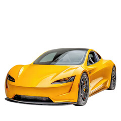 Bright Yellow Sports Car with Sleek Design and Modern Aesthetic on White Background