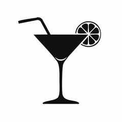 cocktail black silhouette vector, Simple silhouette Design vector icon with white background.