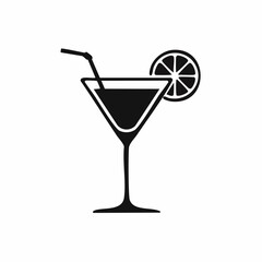 cocktail black silhouette vector, Simple silhouette Design vector icon with white background.