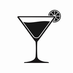 cocktail black silhouette vector, Simple silhouette Design vector icon with white background.
