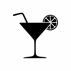 cocktail black silhouette vector, Simple silhouette Design vector icon with white background.