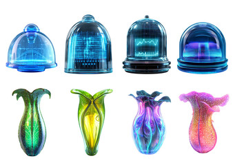 Futuristic Bioluminescent Containers with Abstract Plant Designs