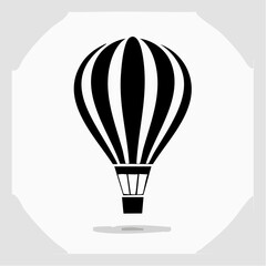 Obraz premium hot air balloon black silhouette vector, Simple silhouette Design vector icon with white background.