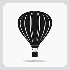 Obraz premium hot air balloon black silhouette vector, Simple silhouette Design vector icon with white background.