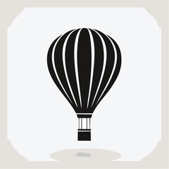 Obraz premium hot air balloon black silhouette vector, Simple silhouette Design vector icon with white background.