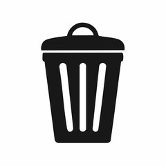 dustbin black silhouette vector, Simple silhouette Design vector icon with white background.