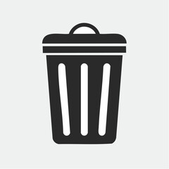 dustbin black silhouette vector, Simple silhouette Design vector icon with white background.