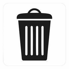 dustbin black silhouette vector, Simple silhouette Design vector icon with white background.