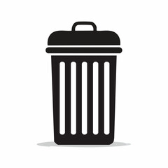 dustbin black silhouette vector, Simple silhouette Design vector icon with white background.
