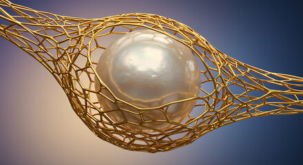 Golden wireframe pearl background, luxury gemstone mesh design, elegant artistic jewelry wallpaper
