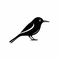 bird black silhouette vector, Simple silhouette Design vector icon with white background. Wild bird