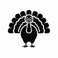 turkey bird black silhouette vector, Simple silhouette Design vector icon with white background. Pet bird