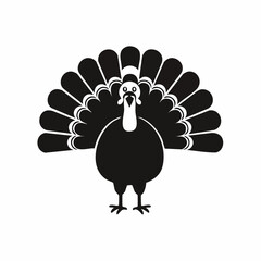 turkey bird black silhouette vector, Simple silhouette Design vector icon with white background. Pet bird