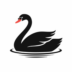 swan bird black silhouette vector, Simple silhouette Design vector icon with white background. Wild bird