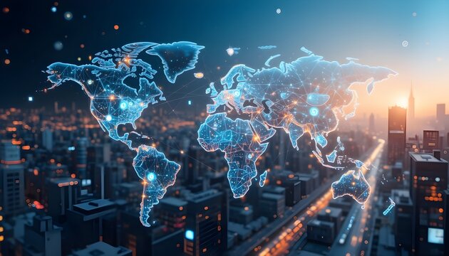 3D Smart City Global Network – Modern Communication and 5G Wireless Connection Concept