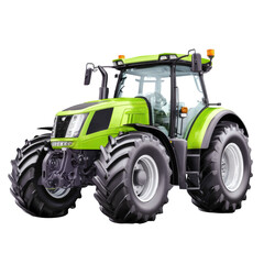 Obraz premium Green Tractor with Large Tires for Agriculture and Farming Operations on Isolated White Background