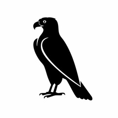 hawk bird black silhouette vector, Simple silhouette Design vector icon with white background. Wild bird
