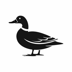 duck bird black silhouette vector, Simple silhouette Design vector icon with white background. Wild bird