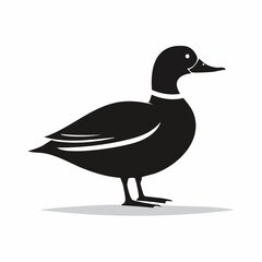 duck bird black silhouette vector, Simple silhouette Design vector icon with white background. Wild bird