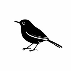 wren bird black silhouette vector, Simple silhouette Design vector icon with white background. Wild bird
