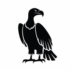 vulture bird black silhouette vector, Simple silhouette Design vector icon with white background. Wild bird