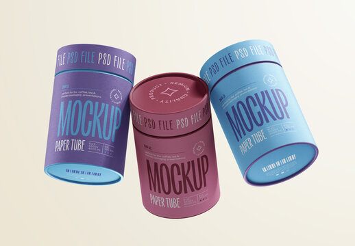 Flying Paper Tube Packaging Mockup for Design and Branding Projects