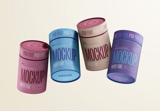 Flying Paper Tube Packaging Mockup for Design and Branding Projects