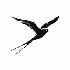 swift bird black silhouette vector, Simple silhouette Design vector icon with white background. Wild bird
