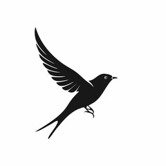 swift bird black silhouette vector, Simple silhouette Design vector icon with white background. Wild bird