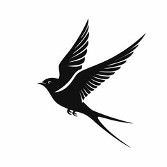 swift bird black silhouette vector, Simple silhouette Design vector icon with white background. Wild bird