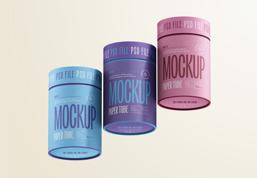 Flying Paper Tube Packaging Mockup for Design and Branding Projects